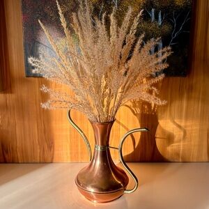 Vintage Copper and Brass Vase or Watering Can Dried Arrangements Decor Metallic
